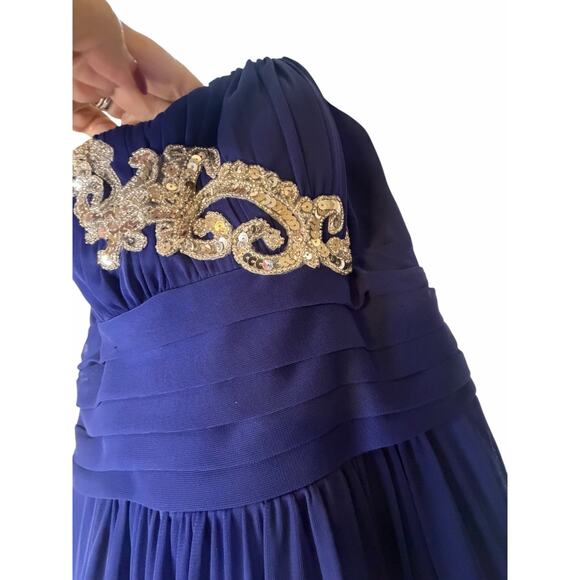 Blue Strapless Sequined Blondie Nites Dress - Size 7 - Picture 11 of 14